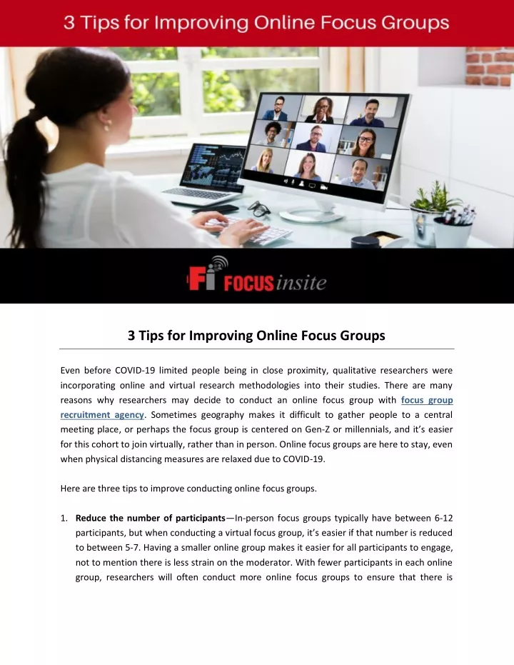 3 tips for improving online focus groups