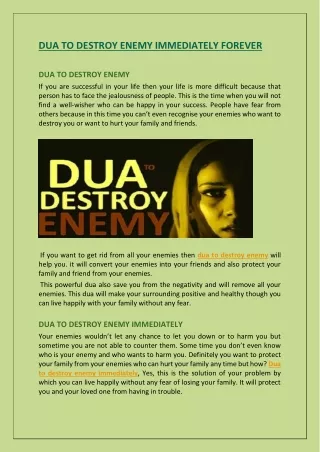 dua to destroy enemy immediately forever