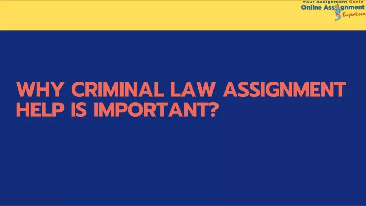 why criminal law assignment help is important
