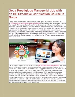 HR Training Institute In Noida: The Best Place To Start Your Fruitful Career In HR