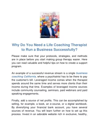 Why Do You Need a Life Coaching Therapist to Run a Business Successfully?