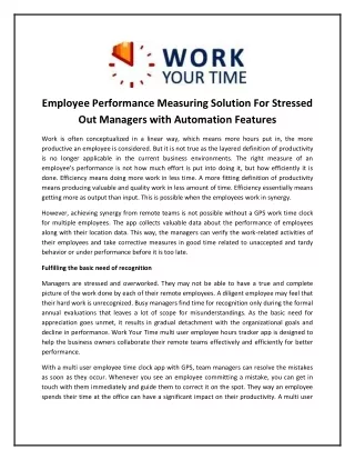 Employee Performance Measuring Solution For Stressed Out Managers with Automation Features