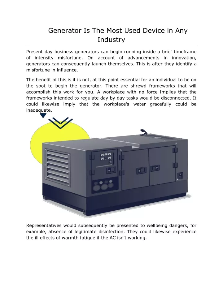 generator is the most used device in any industry