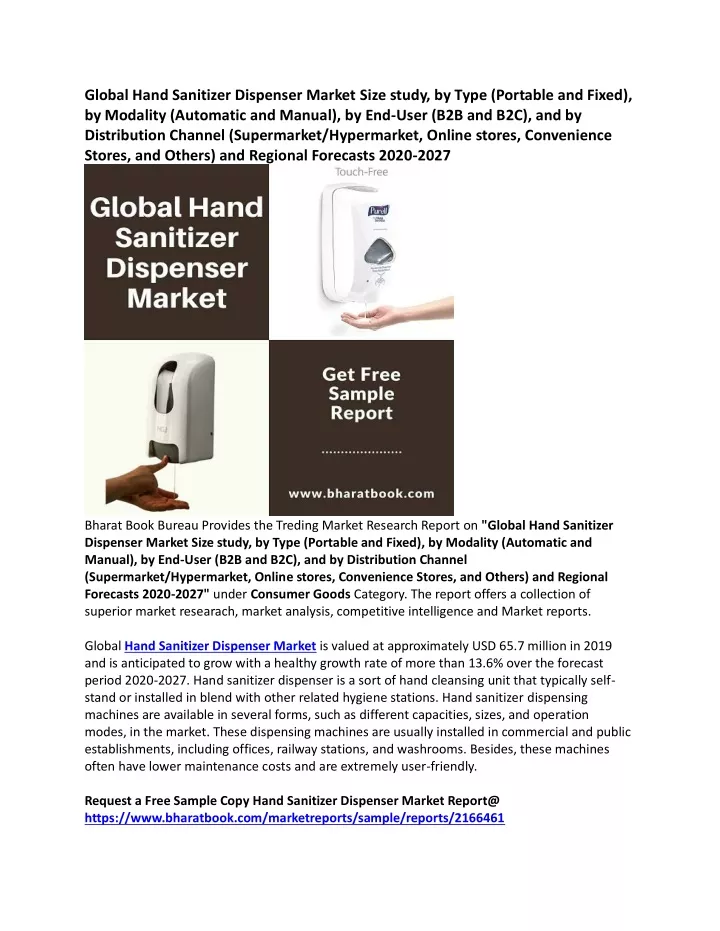 global hand sanitizer dispenser market size study