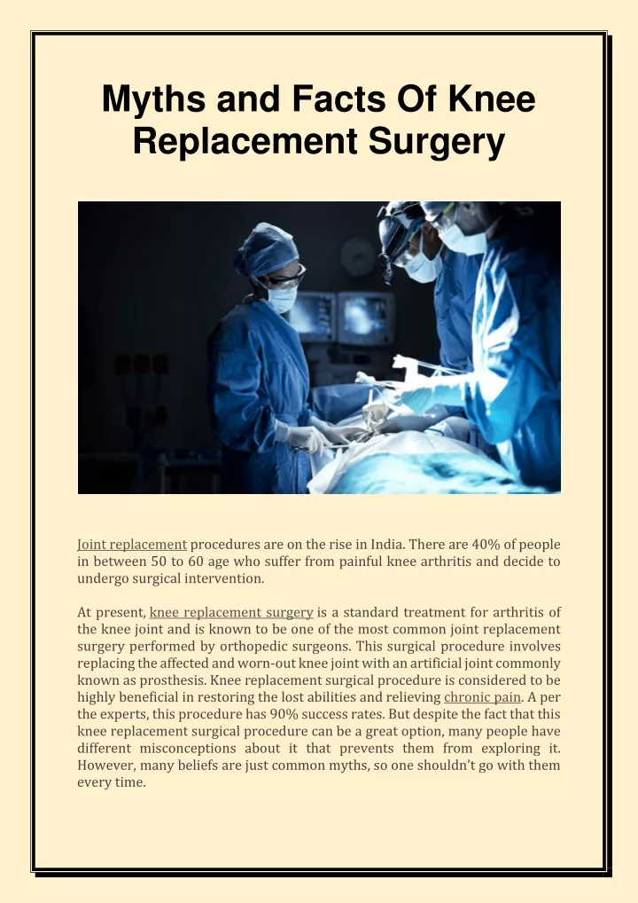 myths and facts of knee replacement surgery
