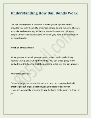 understanding how bail bonds work