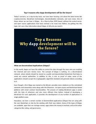 Top 5 Reasons - Why DApps Are the Future of App Development