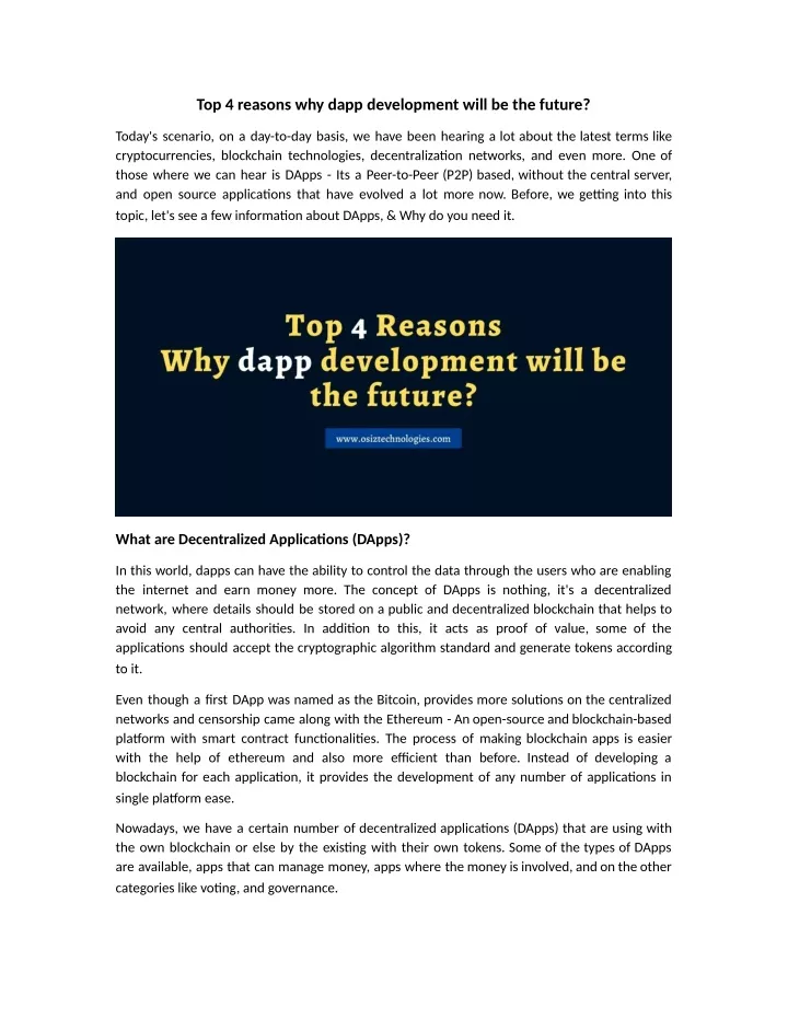 top 4 reasons why dapp development will