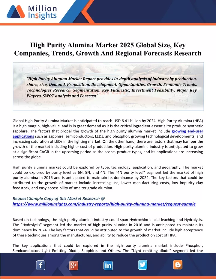 high purity alumina market 2025 global size
