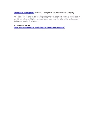 codeigniter development services codeigniter