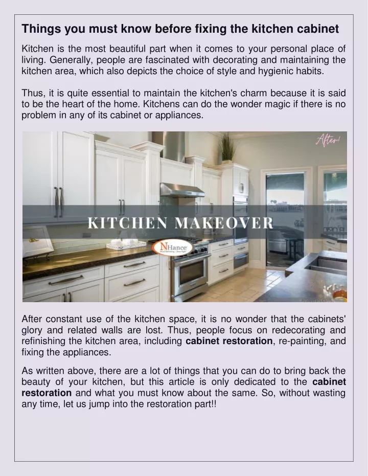 things you must know before fixing the kitchen