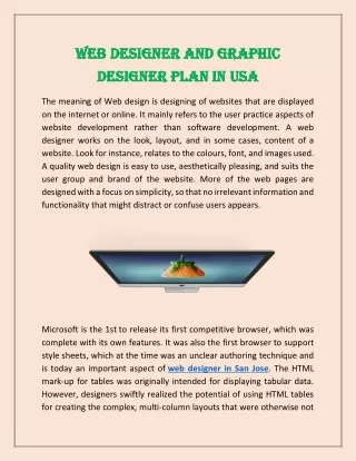 Web designer and Graphic  designer plan in USA