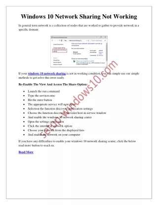 windows 10 network sharing not working