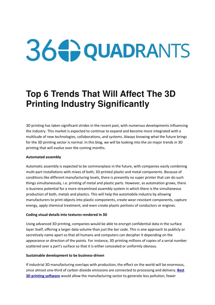 top 6 trends that will affect the 3d printing