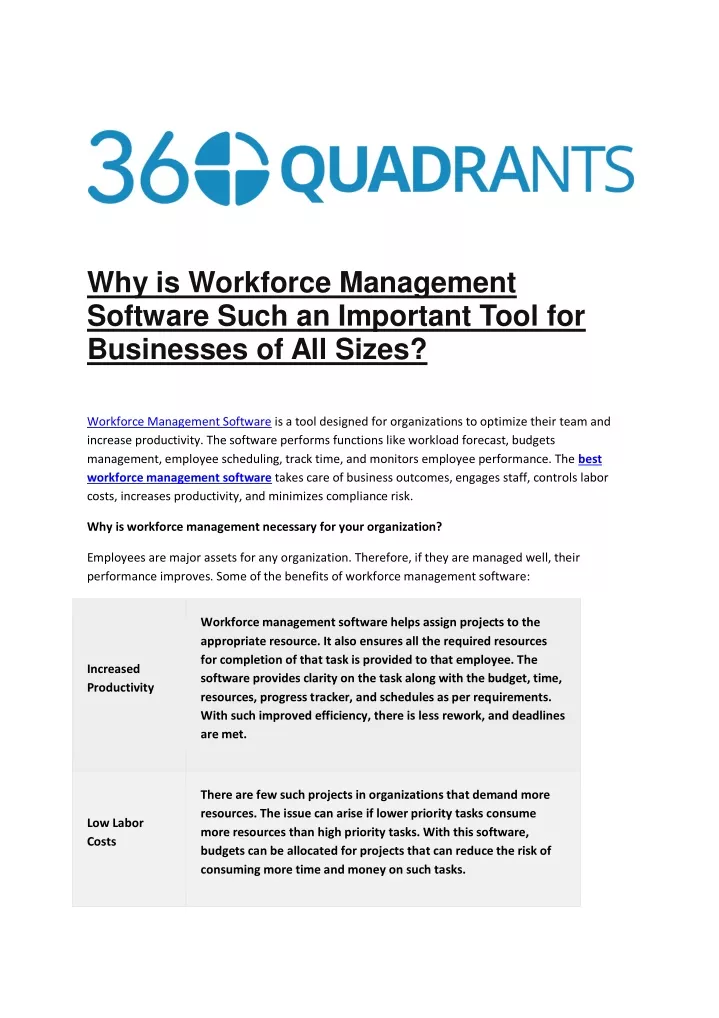 why is workforce management software such