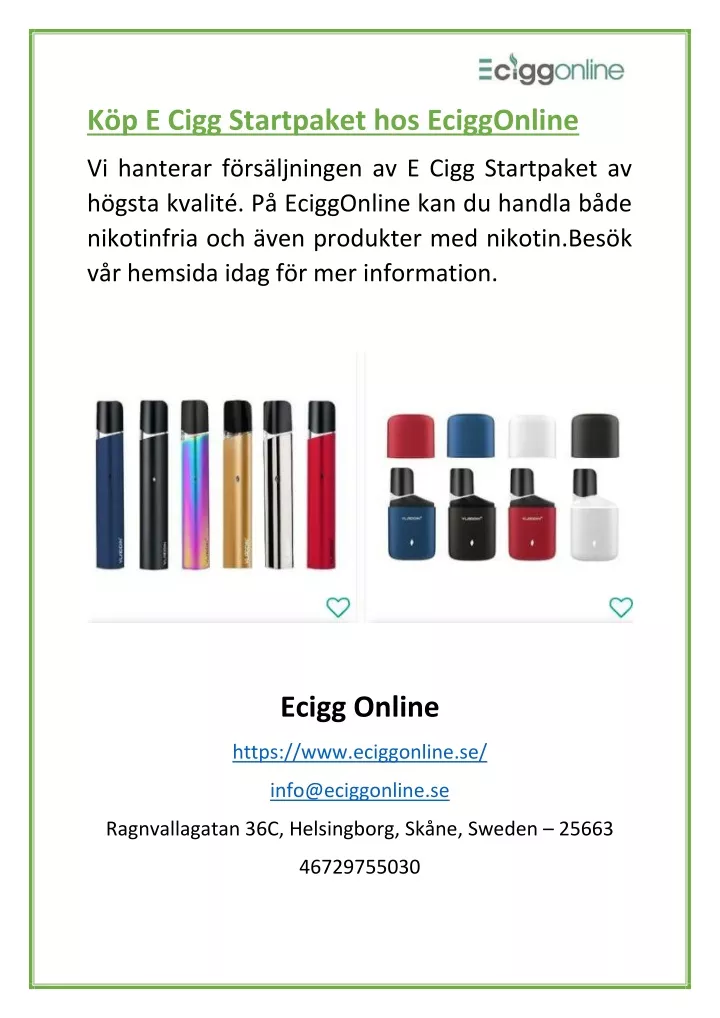 k p e cigg startpaket hos eciggonline