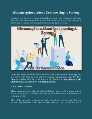 misconceptions about commencing a startup