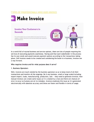 types of professionals who uses invoice