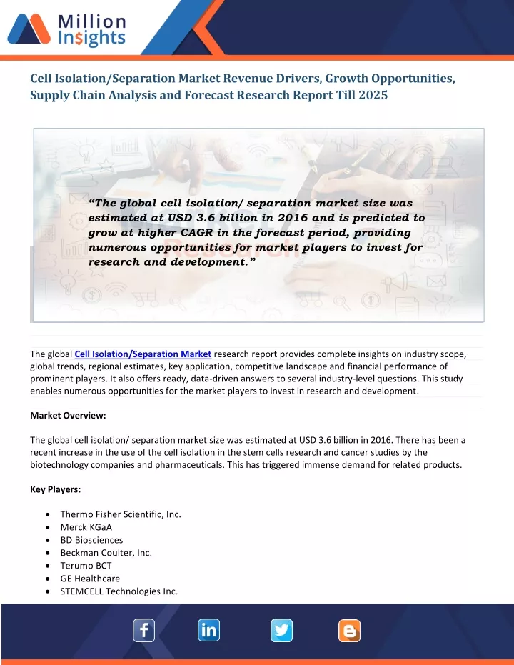 cell isolation separation market revenue drivers