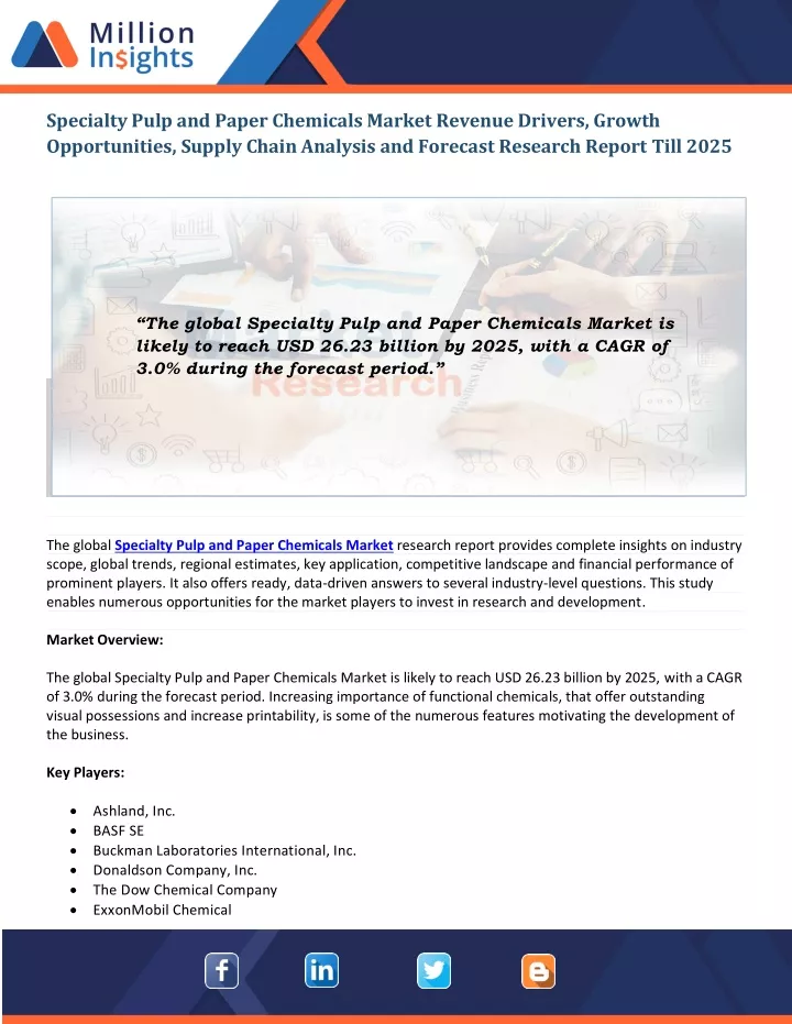 specialty pulp and paper chemicals market revenue