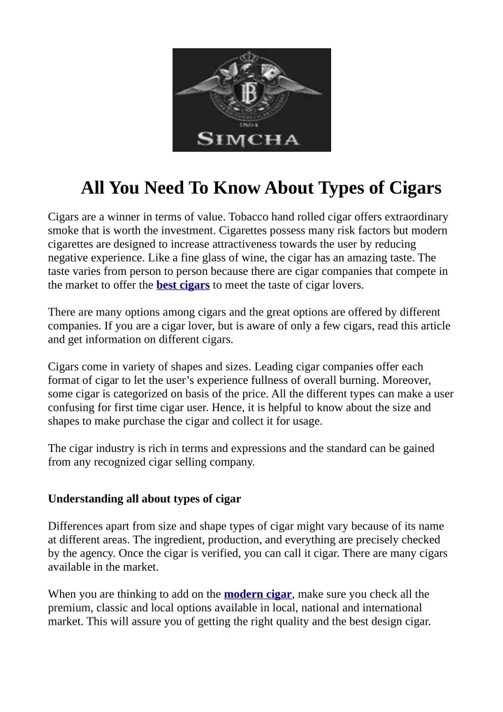all you need to know about types of cigars
