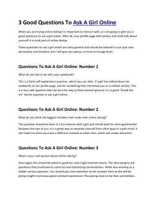 3 good questions to ask a girl online