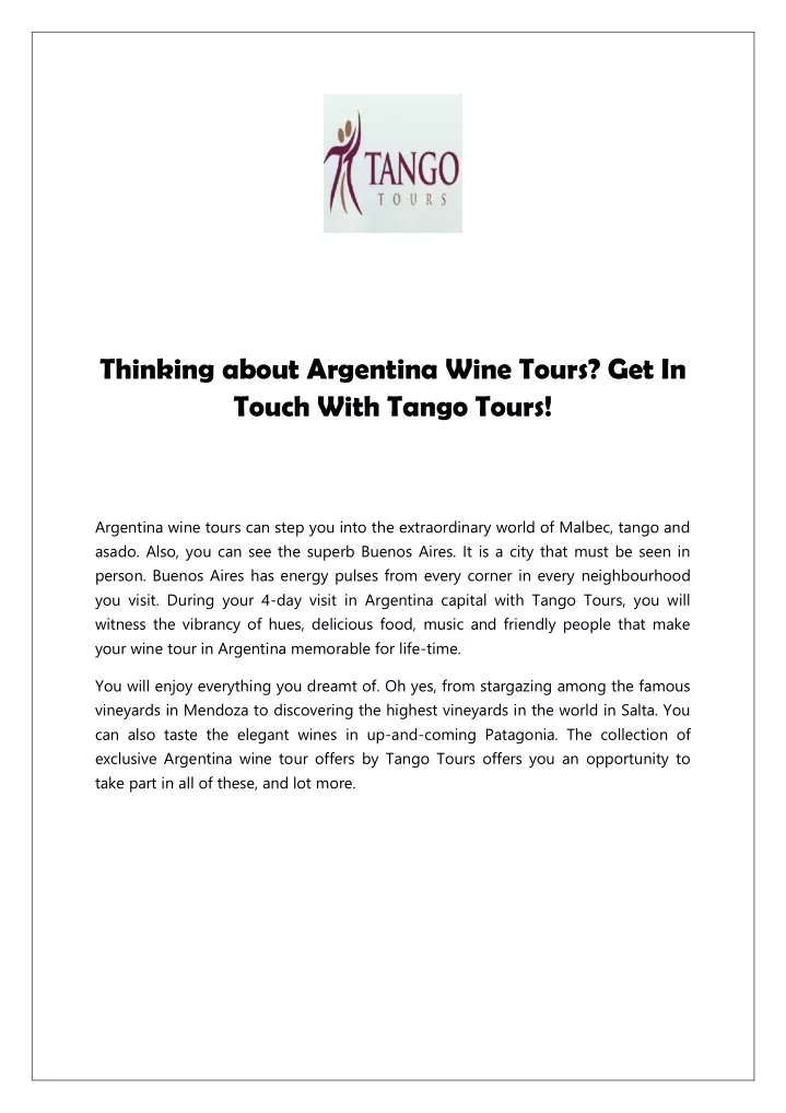 thinking about argentina wine tours get in touch