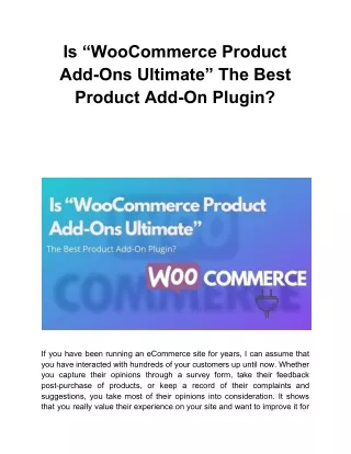 is woocommerce product add ons ultimate the best