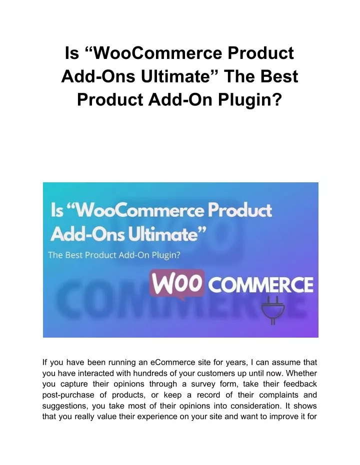 is woocommerce product add ons ultimate the best