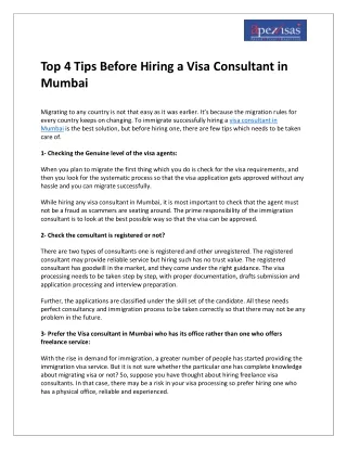 Top 4 Tips Before Hiring a Visa Consultant in Mumbai