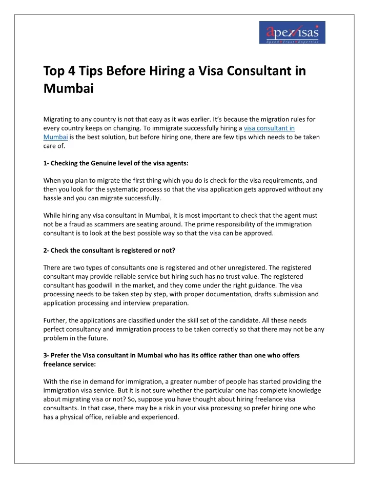 top 4 tips before hiring a visa consultant