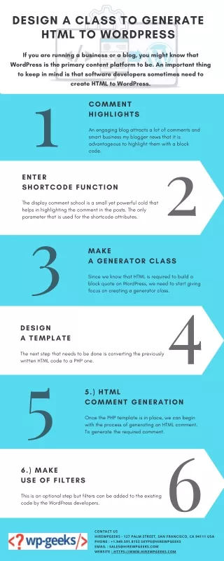 design a class to generate html to wordpress