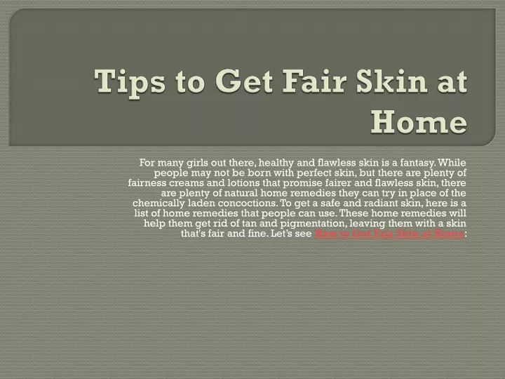 tips to get fair skin at home