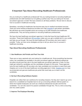 5 important tips about recruiting healthcare