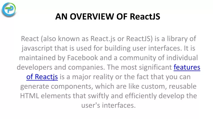 an overview of reactjs