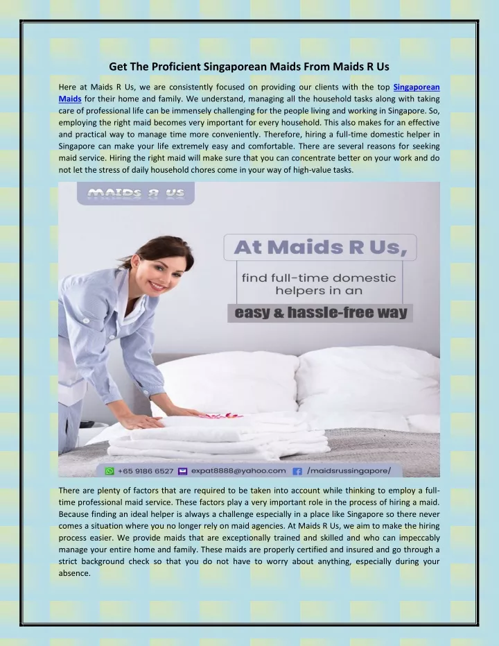 get the proficient singaporean maids from maids