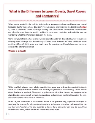 What is the Difference between Duvets, Duvet Covers and Comforters?