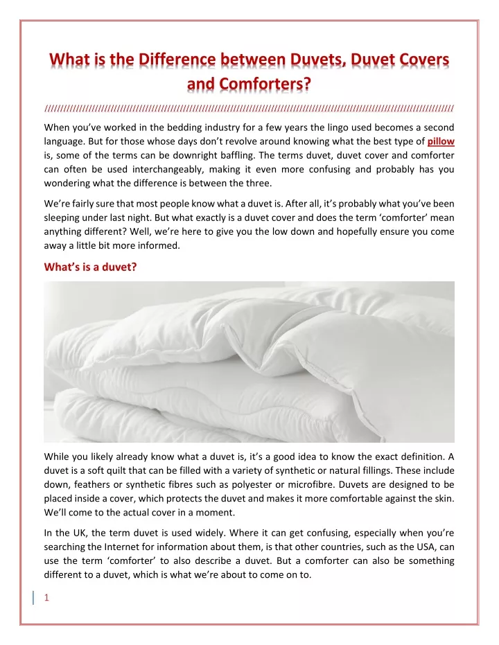 what is the difference between duvets duvet