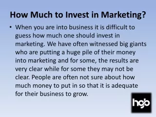 How Much to Invest in Marketing?