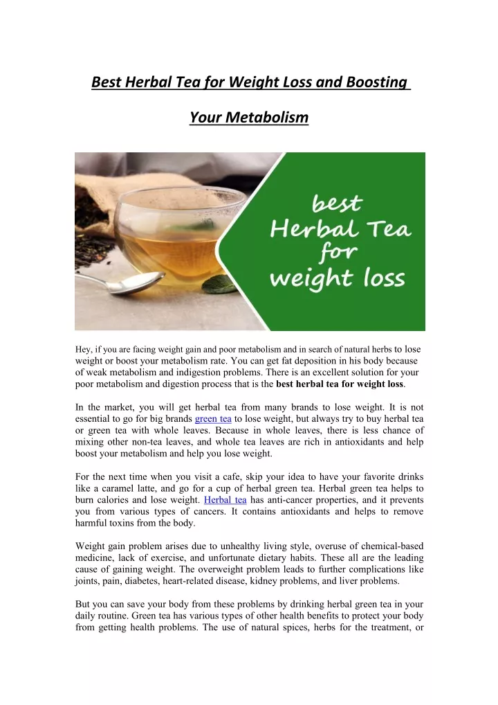 best herbal tea for weight loss and boosting