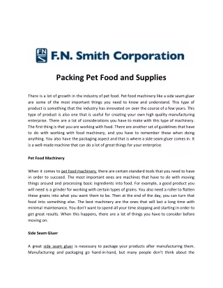 packing pet food and supplies