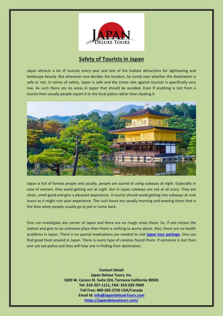 safety of tourists in japan
