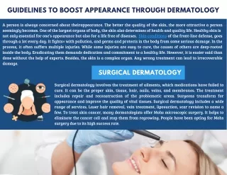 Guidelines To Boost Appearance Through Dermatology