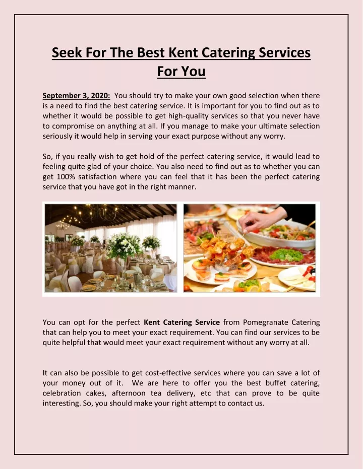seek for the best kent catering services for you
