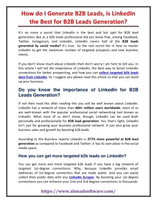 how do i generate b2b leads is linkedin the best