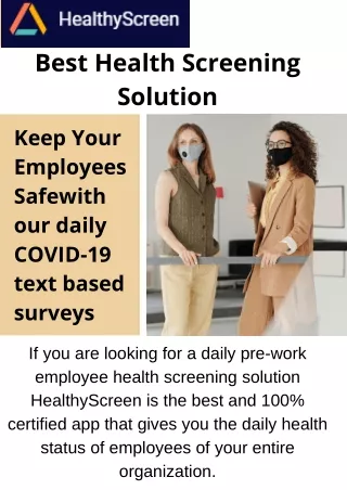 Get the Best Health Screening Solution - HealthyScreen