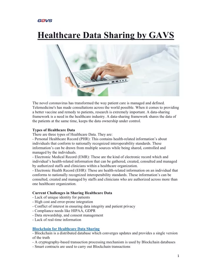 healthcare data sharing by gavs