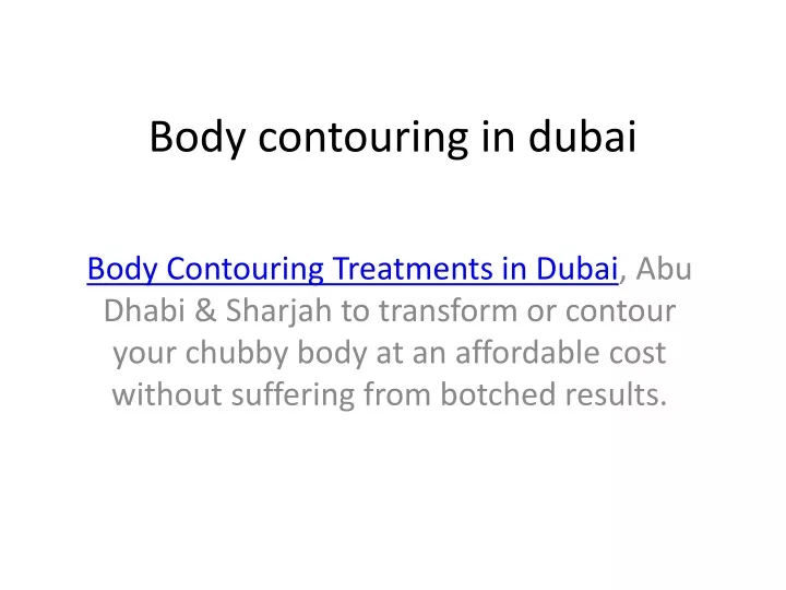 body contouring in dubai
