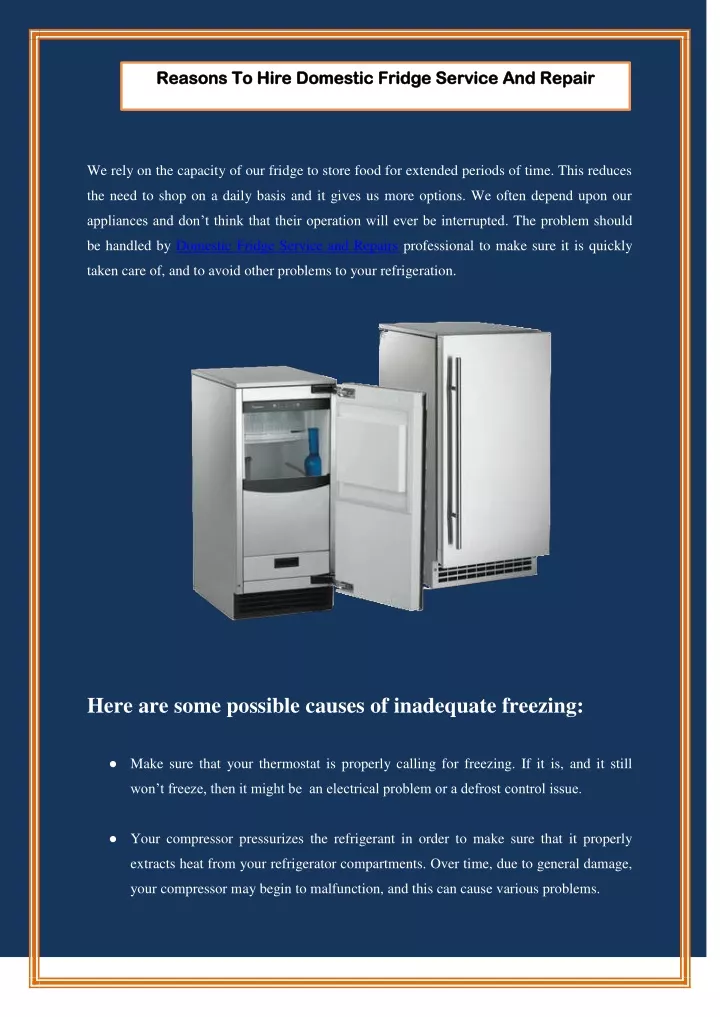 reasons to hire domestic fridge service