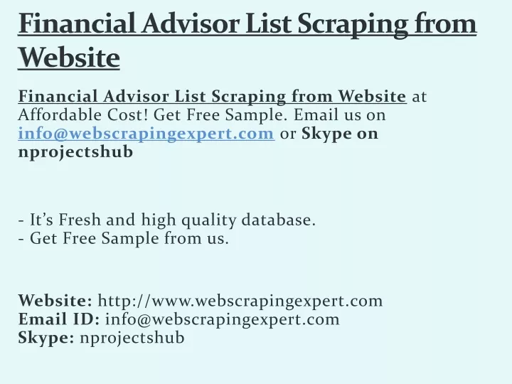 financial advisor list scraping from website